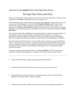 The Open Door Policy and China