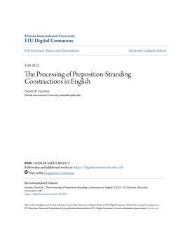 The Processing of Preposition-Stranding Constructions