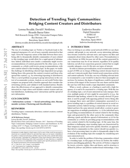 Detection of Trending Topic Communities: Bridging Content Creators and Distributors