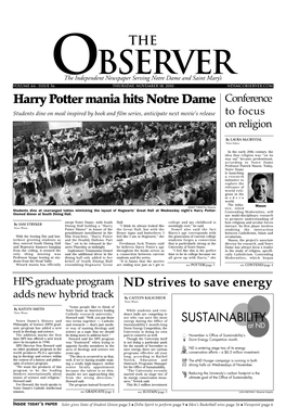 Harry Potter Mania Hits Notre Dame ND Strives to Save Energy