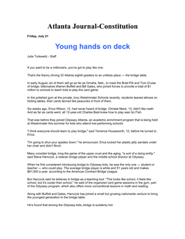 Atlanta Journal-Constitution Young Hands on Deck