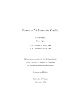 Peace and Violence After Conflict