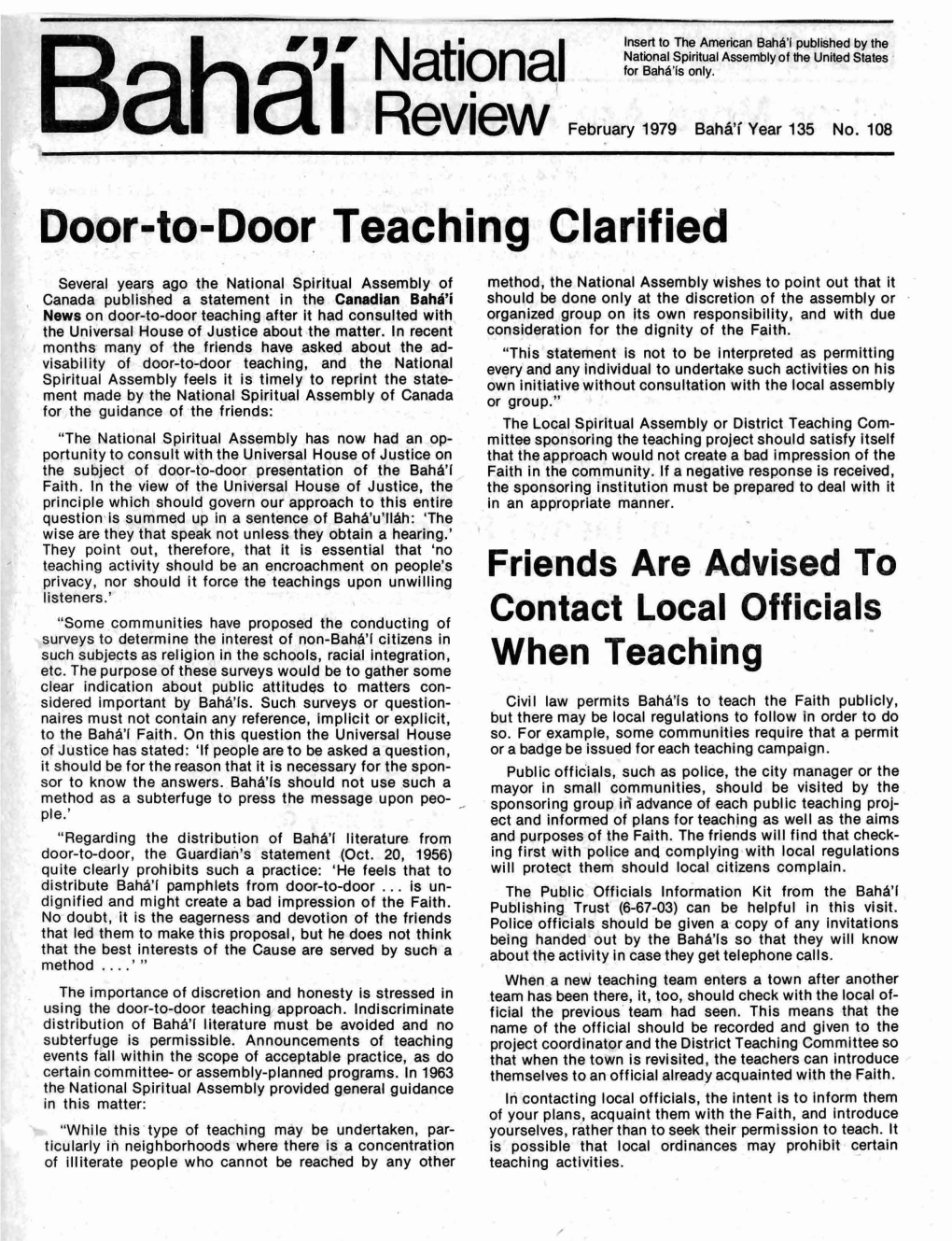 Door-To-Door Teaching Clarified