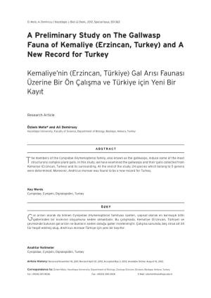 Erzincan, Turkey) and a New Record for Turkey