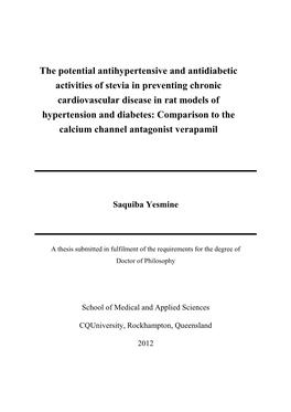 The Potential Antihypertensive and Antidiabetic