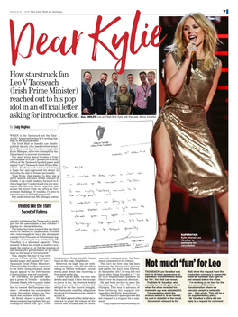 How Starstruck Fan Leo V Taoiseach (Irish Prime Minister) Reached out to His Pop Idol in an Off Icial Letter Asking for Introduction