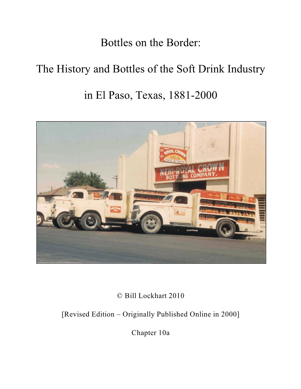 The History and Bottles of the Soft Drink Industry in El Paso, Texas