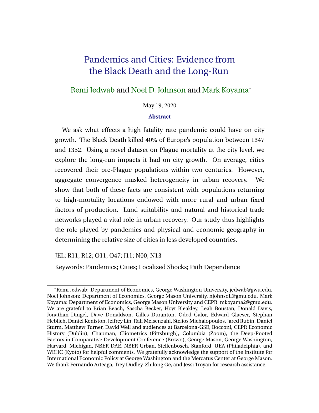 Pandemics and Cities: Evidence from the Black Death and the Long-Run