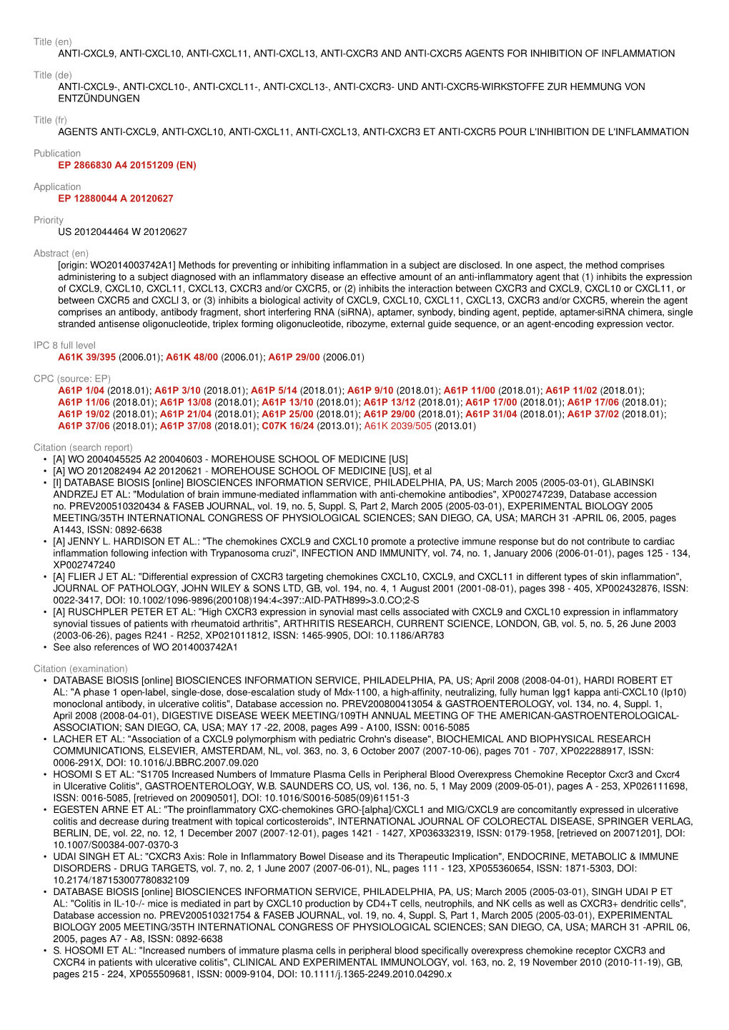 Anti-Cxcl9, Anti-Cxcl10, Anti-Cxcl11, Anti-Cxcl13, Anti-Cxcr3 and Anti-Cxcr5 Agents for Inhibition of Inflammation