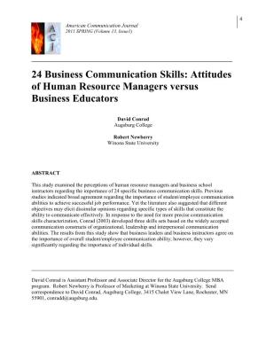 Attitudes of Human Resource Managers Versus Business Educators