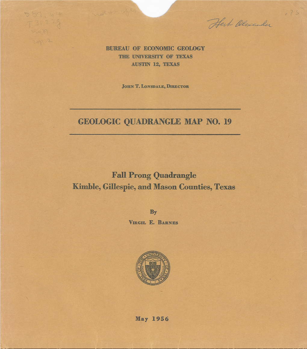 Geologic Quadrangle Map No. 19: Fall Prong Quadrangle, Kimble