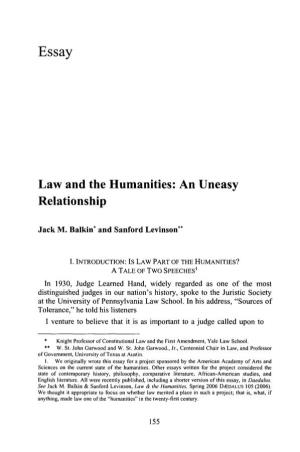 Law and the Humanities: an Uneasy Relationship