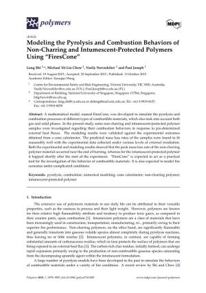 Modeling the Pyrolysis and Combustion Behaviors of Non-Charring and Intumescent-Protected Polymers Using “Firescone”