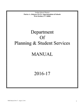 27. Planning & Student Services Manual 2016-17