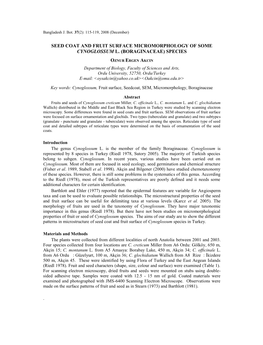 Seed Coat and Fruit Surface Micromorphology of Some Cynoglossum L