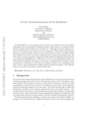 On the Rotational Dynamics of the Rattleback