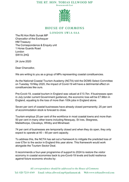 The Rt Hon Rishi Sunak MP Chancellor of the Exchequer HM Treasury the Correspondence & Enquiry Unit 1 Horse Guards Road London SW1A 2HQ