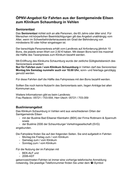 ÖPNV-Angebote Für Fahrten Aus Samtgemeinde Eilsen