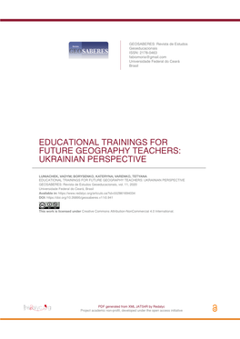 Educational Trainings for Future Geography Teachers: Ukrainian Perspective