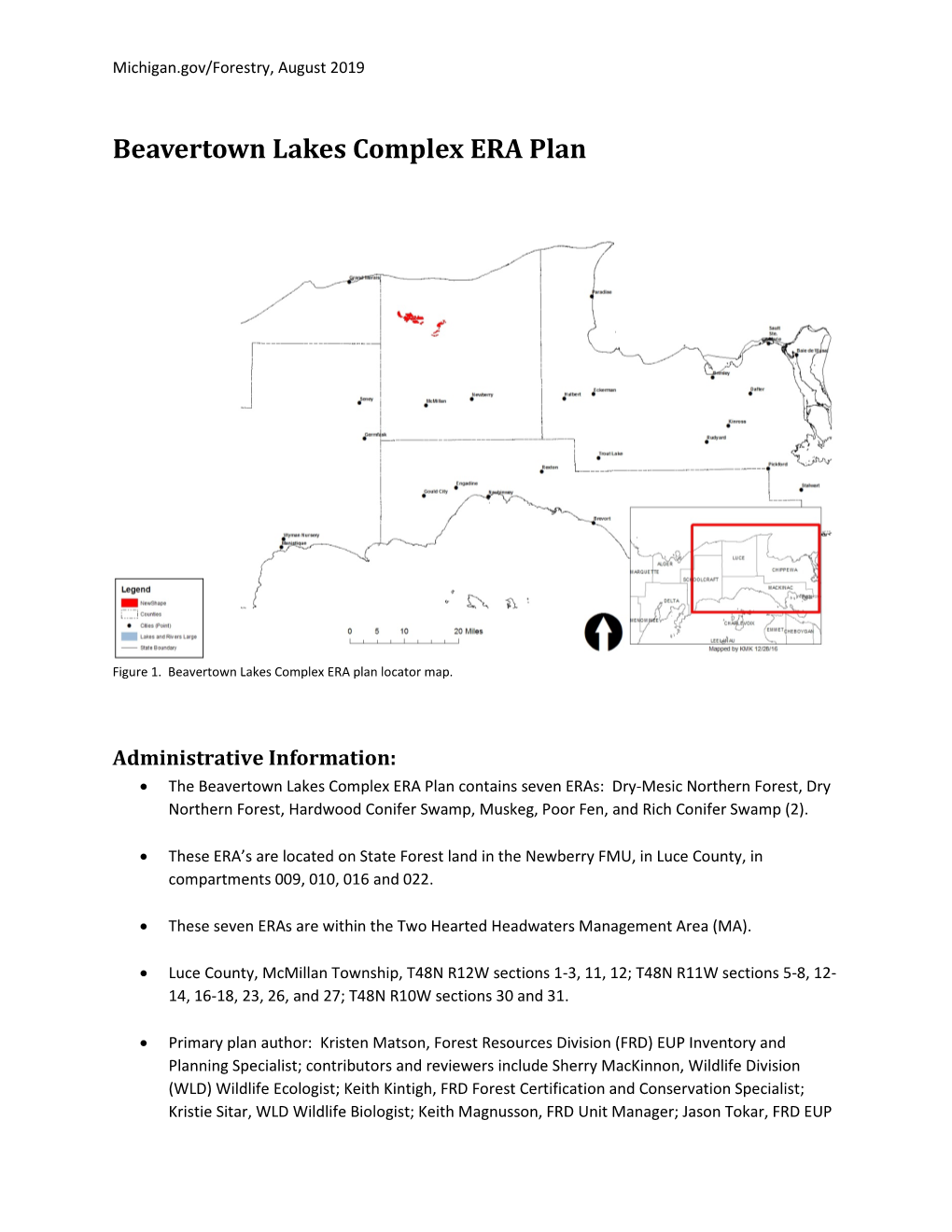 Beavertown Lakes ERA Plan