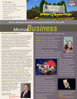 Monroe, Washington Economic Development Newsletter for June, 2019