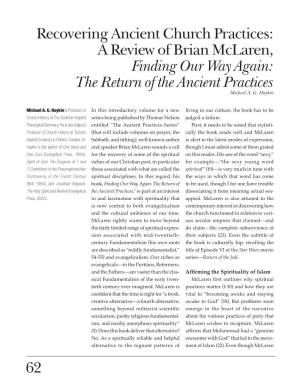 A Review of Brian Mclaren, Finding Our Way Again: the Return of the Ancient Practices Michael A