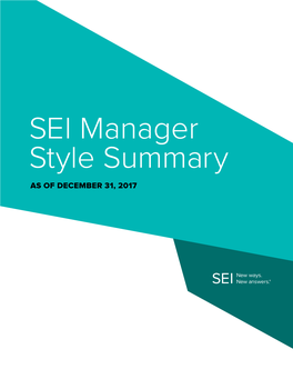 SEI Manager Style Summary