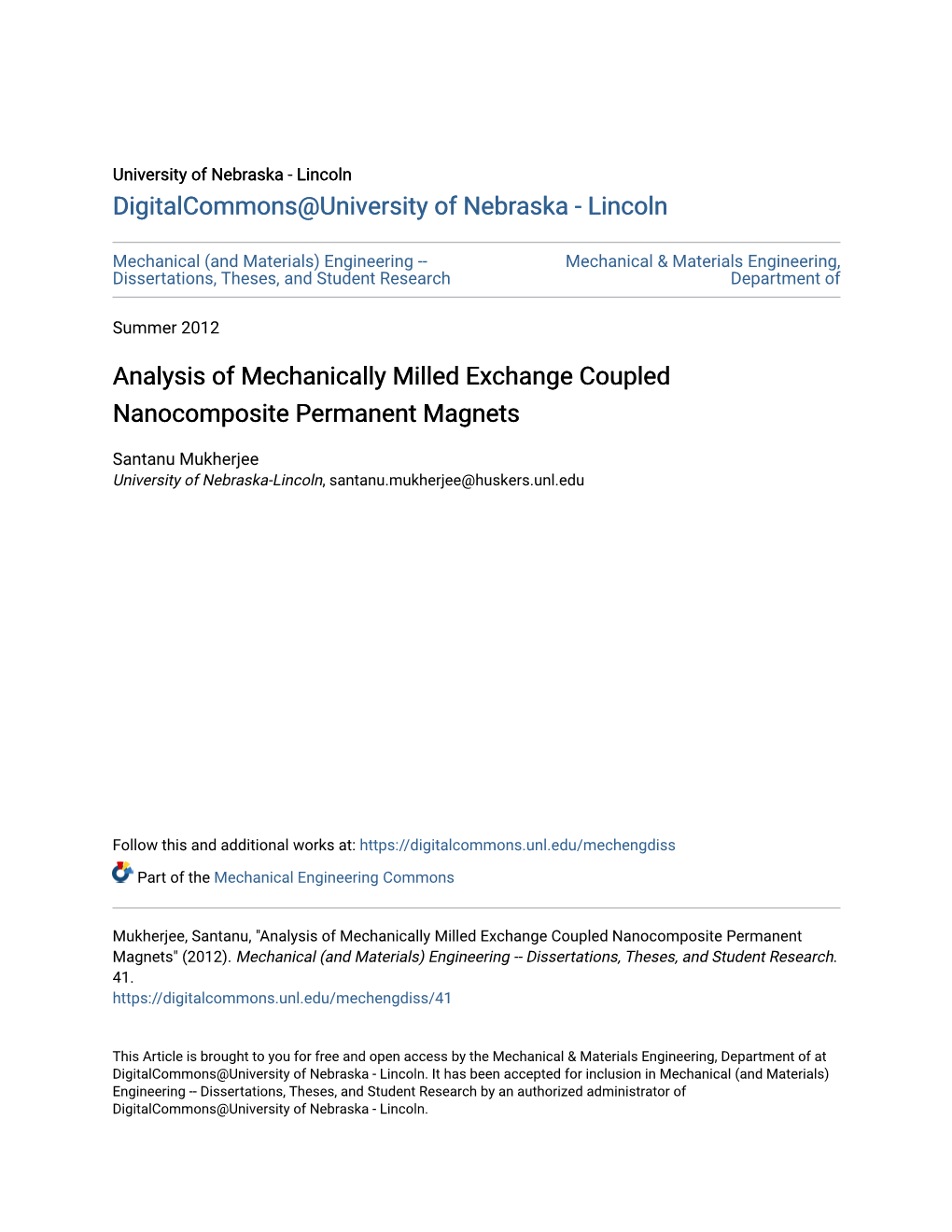 Analysis of Mechanically Milled Exchange Coupled Nanocomposite Permanent Magnets