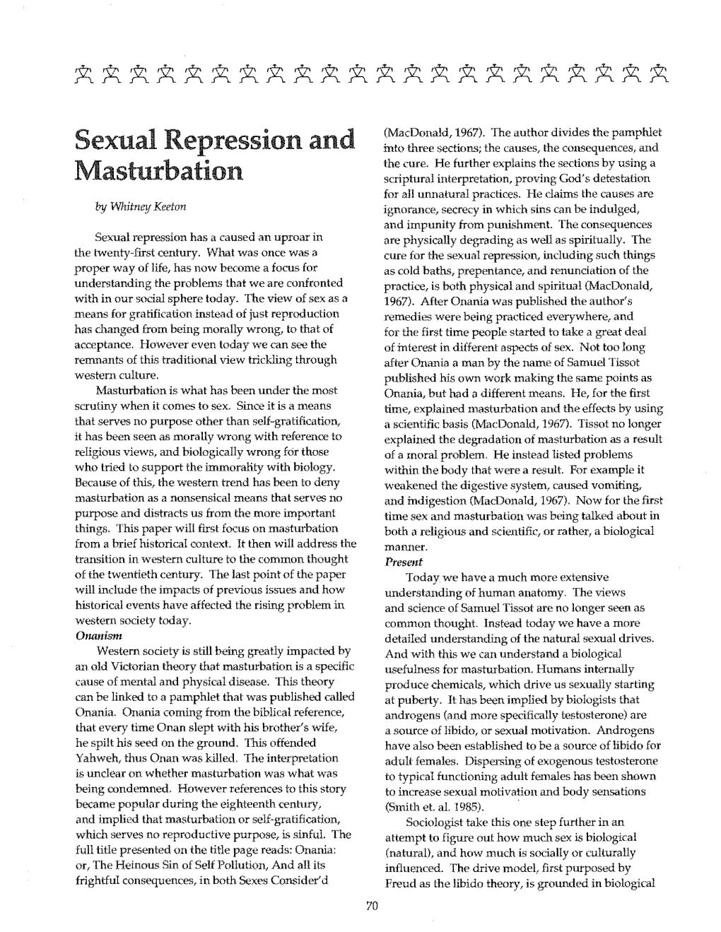 Sexual Repression and Masturbation