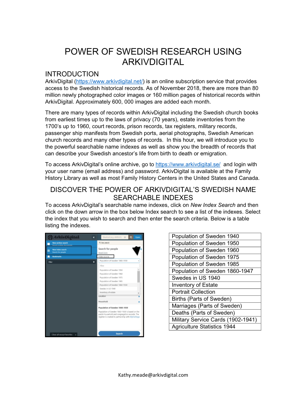 Power of Swedish Research Using Arkivdigital