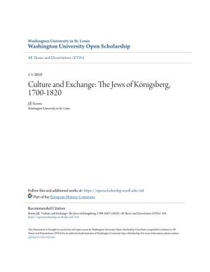 Culture and Exchange: the Jews of Königsberg, 1700-1820