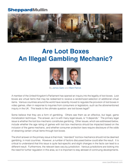 Are Loot Boxes an Illegal Gambling Mechanic?