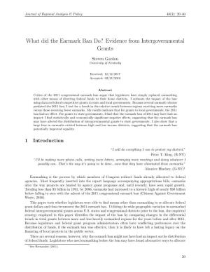 What Did the Earmark Ban Do? Evidence from Intergovernmental Grants