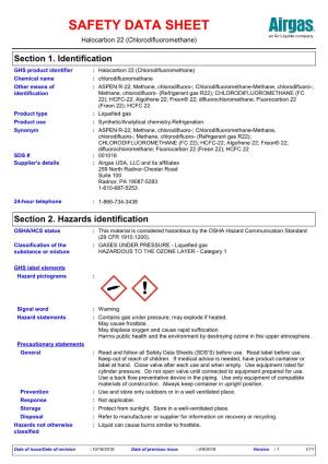 SAFETY DATA SHEET Halocarbon 22 (Chlorodifluoromethane)