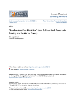 "Stand on Your Feet, Black Boy!": Leon Sullivan, Black Power, Job Training, and the War on Poverty