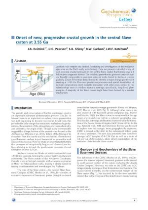 Onset of New, Progressive Crustal Growth in the Central Slave Craton at 3.55 Ga