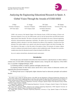 Analyzing the Engineering Educational Research in Spain: a Global Vision Through the Awards of CESEI-IEEE