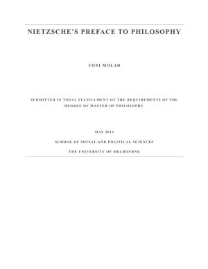 Nietzsche's Preface to Philosophy