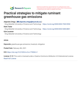 Practical Strategies to Mitigate Ruminant Greenhouse Gas Emissions