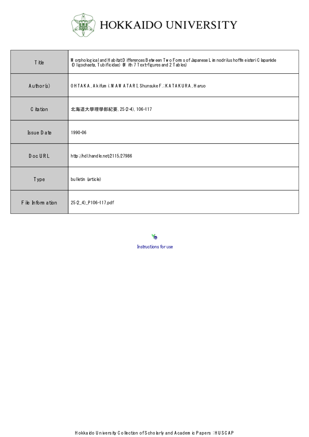 Morphological and Habitat Differences Between Two Forms of Japanese