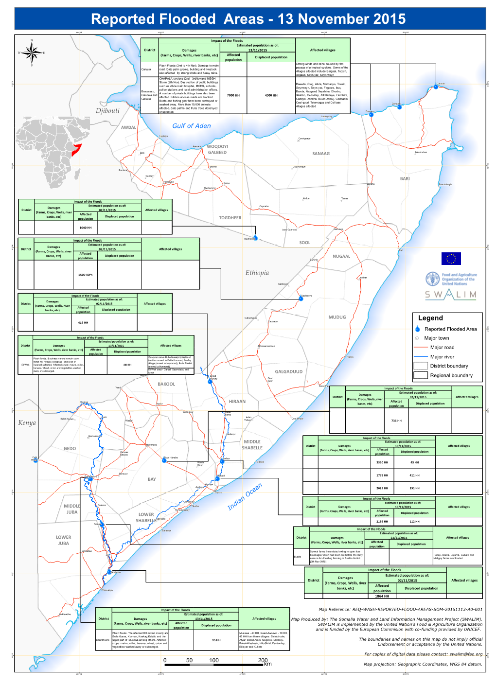 Reported Flooded Areas - 13 November 2015