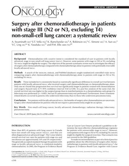 Surgery After Chemoradiotherapy in Patients with Stage III (N2 Or N3, Excluding T4) Non-Small-Cell Lung Cancer: a Systematic Review