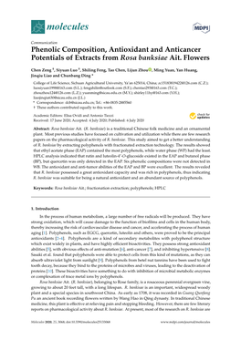 Phenolic Composition, Antioxidant and Anticancer Potentials of Extracts from Rosa Banksiae Ait