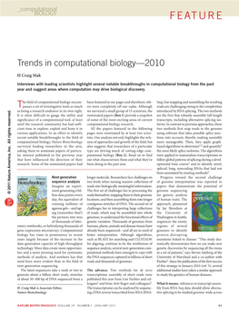 Trends in Computational Biology—2010