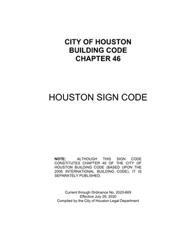 Houston Sign Code