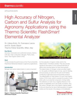 High Accuracy of Nitrogen, Carbon, and Sulfur Analysis for Agronomy