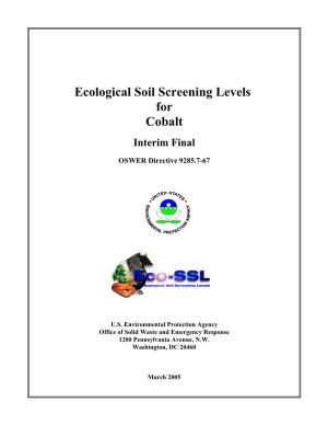 C:\Eco-Ssls\Contaminant Specific Documents\Cobalt\November 2003\Final Eco-SSL for Cobalt.Wpd