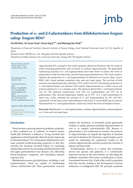 Production of Α- and Β-Galactosidases from Bifidobacterium Longum Subsp