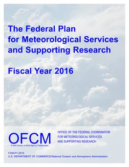 Federal Plan for Meteorological Services and Supporting Research, FY2016
