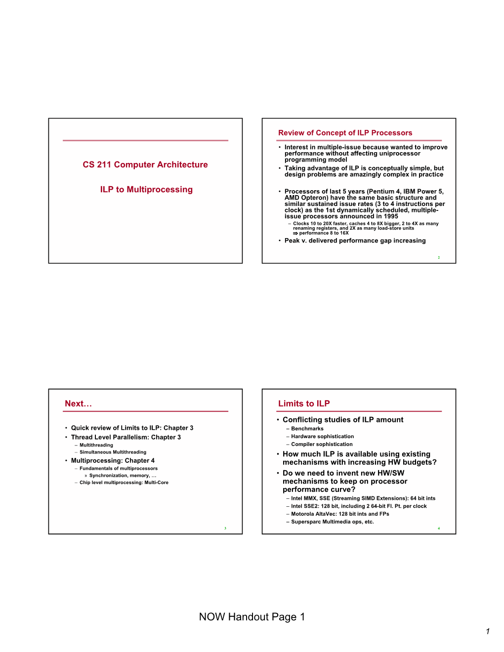 Overview of Multiprocessors